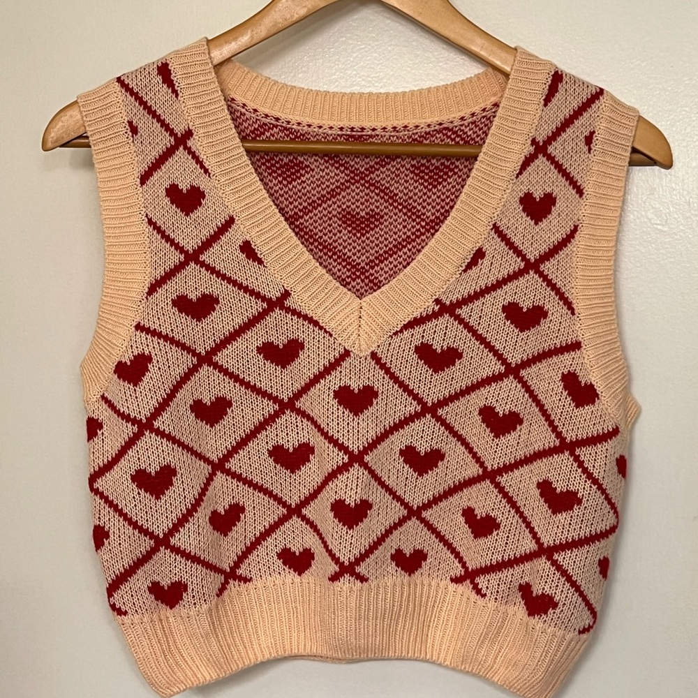 Heart patterned sweater vest